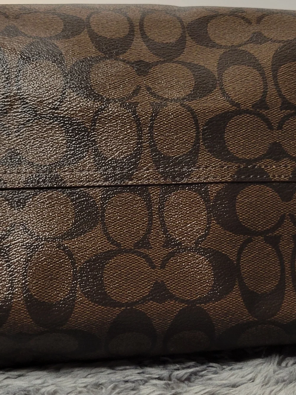 COACH Brown Signature Tote with Pink Trim and Wristlet